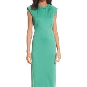 Tibi Green Astor Corset Back Cut Out Midi Dress